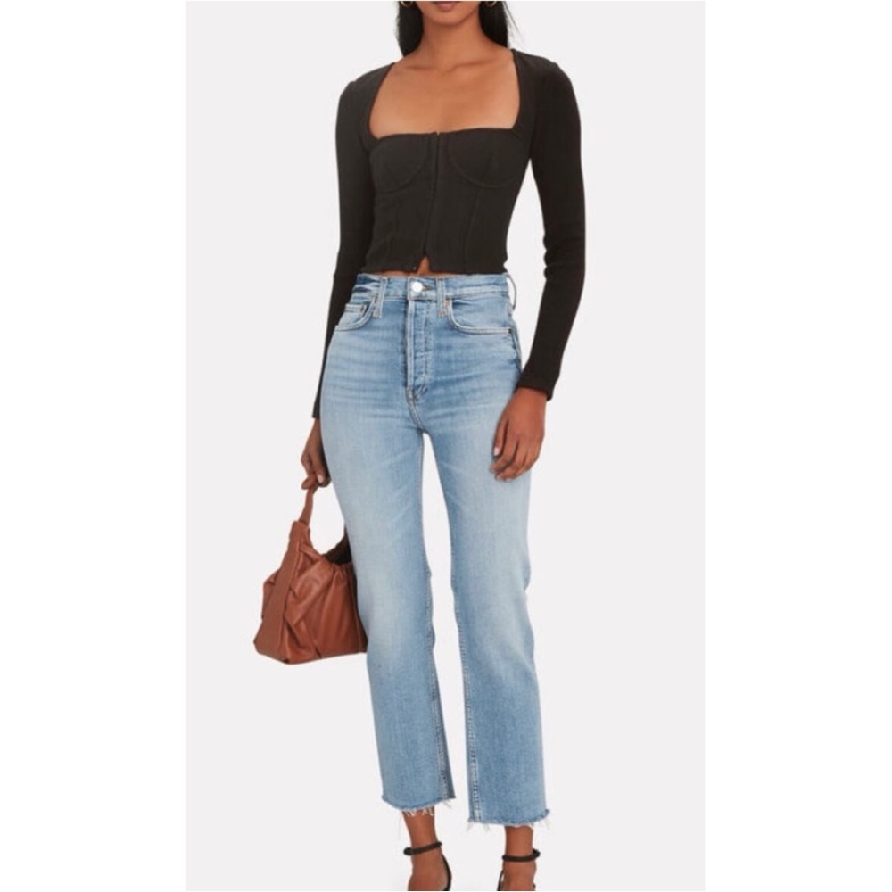 Re/Done 70s Stove Pipe Straight Leg Jeans - Light Stone